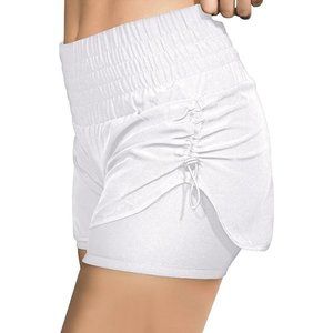 Quick Sale: Aleumdr Women's High-Waisted Gym Shorts - Size Small - White 🌟 Inqu